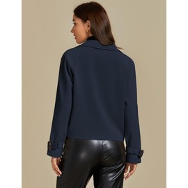 luvamia Womens Jackets Retro Jacket Navy Blue Jackets for Women Business Casual Outfits for Women Womens Fall Clothing Womens Fall Jackets Jackets for Winter Navy Blue Medium Fits Size 8 / Size 10