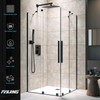 FPXRNG Black Shower Faucet Set, Rainfall Shower System with Square