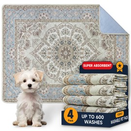 YOSEPATI Washable Pee Pads for Dogs,4 Pack Reusable Puppy Pads 18"x24" Super Absorbent Waterproof Pet Training Pads, Non-Slip Potty Pads for Pet Housebreaking (Grey Medallion, 18"x24"(Pack of 4))