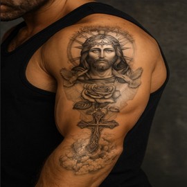 Large Erasable Temporary Tattoo Stickers - 2-Week Lasting Irezumi Cover & Lettering for Men & Women's Arms, Perfect for Summer Waterproof #2 Koi