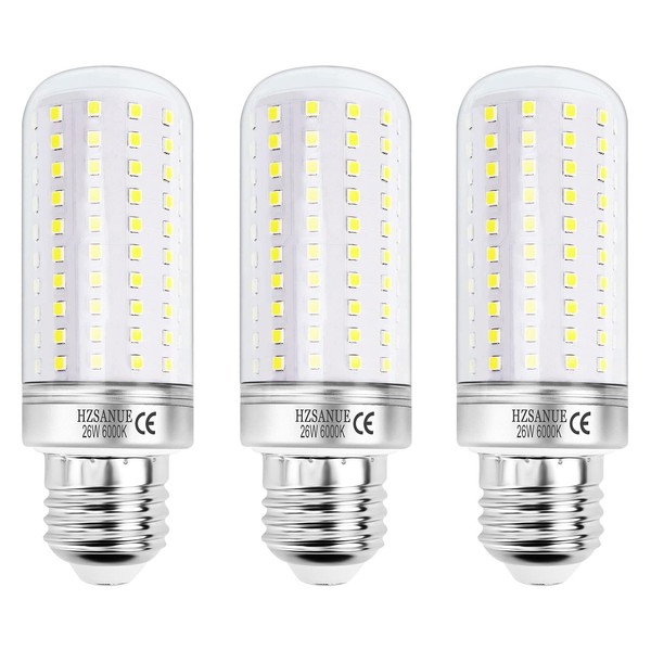 HZSANUE LED Corn Bulbs 26W, E27 Edison Screw Bulbs,2900Lm, 6000K