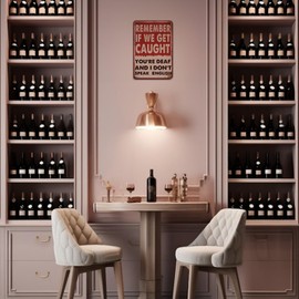 Funny Bar Sign Man Cave Garage Decor Vintage Metal Tin Signs Remember If We Get Caught You're Deaf And I Don'T Speak English Office Pub Decorations Bar Rules Sign 8x12 Inch (25137)