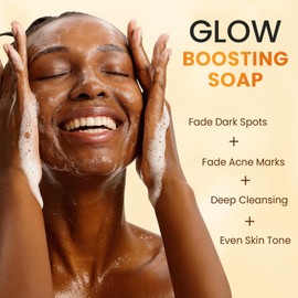 Turmeric Kojic Acid Soap for Dark Spots Brightening – Facial Cleansing Bar with Vitamin C, Retinol, Collagen, Vitamin E, Glycerin, Shea Butter & Castile Olive Oil – Soap for Women & Men (120g x 2)