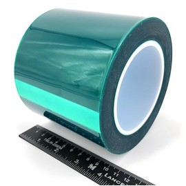 High Temp Masking Supply 4" x 72 Yards Green Polyester PET Tape – Made in USA – for Powder Coating, Ceramic Coating, Painting, Plating, Anodizing, Splicing, Sublimation, and More (2 Rolls)