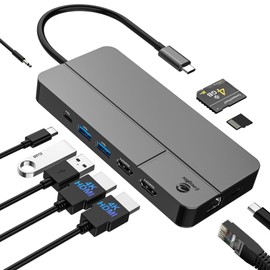 i-magBac Macbook Docking Station Dual Monitor 2 HDMI 4K/60Hz for MacOS and Windows Laptops, Compatible M1/M2/M3/M4 Chip,10 in 1 USB C Dock with 4 USB A/C, 100W PD, 1Gbps LAN, SD/TF, 3.5mm Audio/Mic