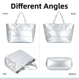 Freiesoldaten Women Puffer Tote Bag Quilted Puffy Tote Bag Large Travel Padded Shoulder Bag Fitness Gym Yoga Bag