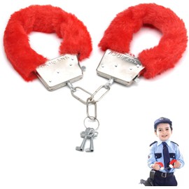 HENGBIRD Metal Handcuffs with 2 Red Keys for Cosplay Police, Kids Play Toy Metal Handcuffs Party Supplies Costume Accessories Handcuffs Prop Dress Ball Party