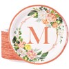 JASSEWRLY 60 Pcs Floral Paper Plates, 9" Letter M Tea