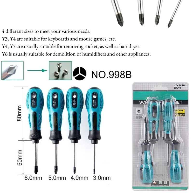 4pcs Tri-Wing Screwdriver Set, Multifunctional Y-Type Magnetic Precision Screwdriver 3mm