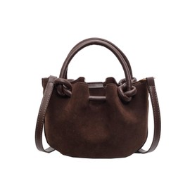 CORIOS Drawstring Bucket Bag for Women PU Leather Tote Handbag Waterproof Shoulder Bag Crossbody Bag Fashion Top-handle Bag Small Satchel Bag Elegant Office Work Travel Daily Messenger Bag Coffee