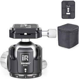 INNOREL Low Profile Tripod Ball Head 44mm Ball Dia Max Load 55lb/25kg All Metal CNC 360° Panoramic Shooting Camera Mount with Two 1/4" Arca Swiss Quick Release Plates for Tripod DSLR Camcorder(N44)