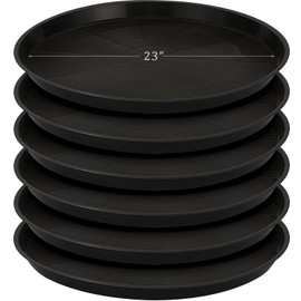 Eccliy 6 Pack Plastic Plant Saucer Heavy Duty Planter Saucers Large Plant Pot Saucers Plastic Water Trays for Indoors and Outdoors Flower Plant Plant Drip (23 Inch) Black