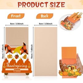Qeeenar 48 Pcs Thanksgiving Cutlery Holder Fall Cutlery Wraps Bag Silverware Bags Turkey Utensil Silverware Holder Cutlery Pouch Holder for Table Decoration Autumn Harvest Party Supplies, 8 Styles