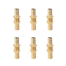 Brass Hose Connection Adapter, Pack of 6 8 mm Hose Nozzle Bulkhead Fitting Coupling, Brass Fitting Connection for Water, Air, Fuel, Connection