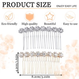 DOKRIN Steckkämme für die Haare,2 Stück Braut Strass Haarkamm Accessoires Blume Strass Haarkamm