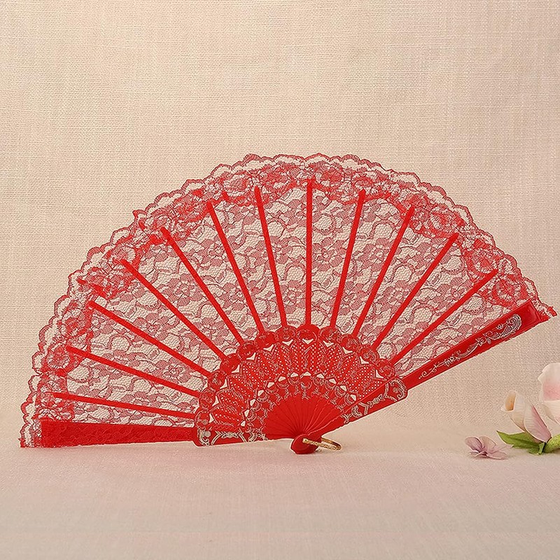 LOYELEY 2pcs Folding Lace Fan Flower Fan Dance Dance Spanish