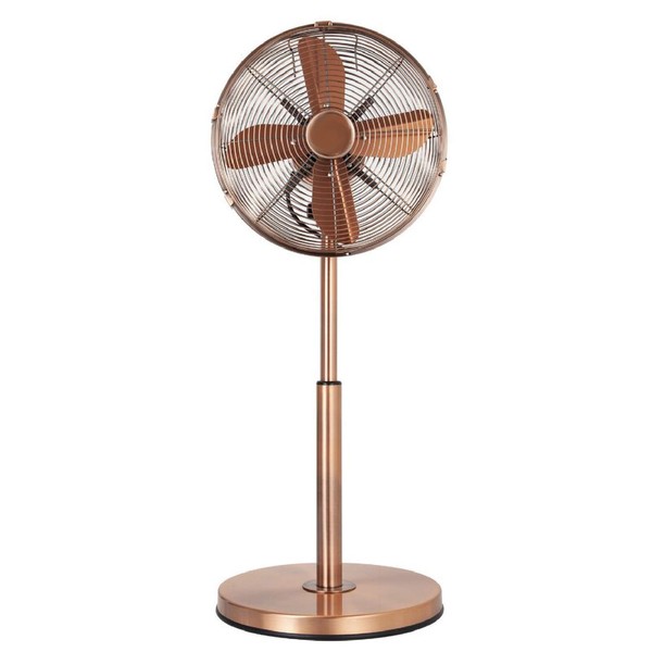 Bravich Copper Oscillating Fan (16 Inch) - Portable Fan with Adjustable Tilt, Angle & Height, Tower Fan with 3 Speed Settings, Pedestal Fan with 4 Metal Blades, Electric Fan with Carry Handle