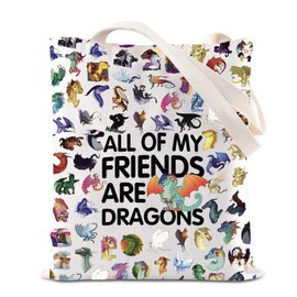 Wing Fire Novel Merchandise Tote Bag Darkstalker Gift Dragon Lover Gift Dragon Tribe Gift All Of My Friends Are Dragons Bag (AllFriDragonTS-CA)
