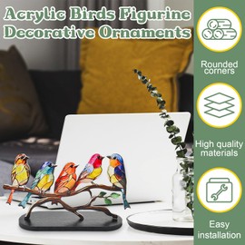 xinrongda Colorful Birds Ornament, Acrylic Birds Figurine Decorative Ornaments, Home Decor Gift Modern Style, Tabletop Bird Decoration for Living Room, Bedroom, Office Desktop, Cabinets (D)