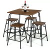 Costway 5PCS Kitchen Counter Height Table Set Bar Table Dining