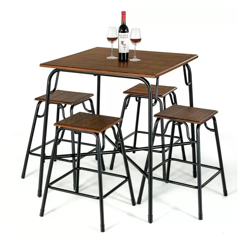 Costway 5PCS Kitchen Counter Height Table Set Bar Table Dining