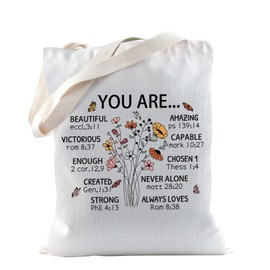 TSOTMO Christian Merch Gift Religion Bible Verse Tote Bag for Christian Faith Based Bag Religious Gifts Bapitism Gift (YOU ARE)