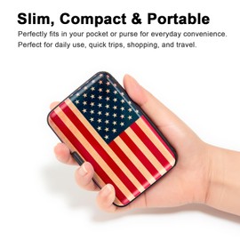 Kaabao Credit Card Holder Wallet for Women Men RFID Blocking Small Metal Business Aluminum Protector Sleeves Slim Mini Cards Case (American Flag)