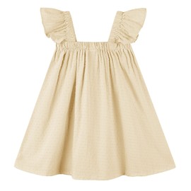 LNKXRTY Baby Girls Cotton Dress Sleeveless Swiss Dot Dress Toddler A-Line Casual Dress Sleeveless Baby Cute Party Dresses 688 Beige 110
