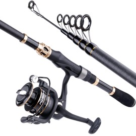 PLUSINNO Fishing Pole Fishing Rod and Reel Combos Carbon Fiber Telescopic Fishing Rod with Reel Combo Sea Saltwater Freshwater Kit