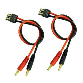 FLASH HOBBY 2PCS Battery Charger Adapter Male to 4.0mm Banana Plug Connector with 14AWG 300mm Cable Wire for RC Crawler, Helicopter & Boat Lipo Battery