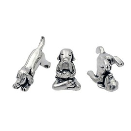 Basic Spirit Yoga Dog Figurine Set (Pewter)-Mini 3 pc. Set