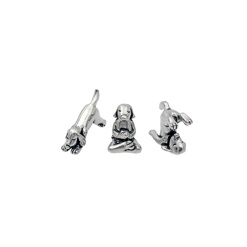 Basic Spirit Yoga Dog Figurine Set (Pewter)-Mini 3 pc. Set