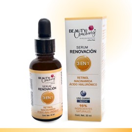 Beauty Coaching - SERUM RENOVACIÓN - 3 en 1 - Retinol, Niacinamida y Ácido Hialuronico, 30 ml.