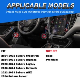 YUJIANQ for Subaru Crosstrek 2024 2025 Accessories Volume Tune Knob Engine Start Button Outer Ring for Impreza 2024 Rearview Mirrors Knob Ring（Red，4pcs Volume Tune*2+Start Button Ring+Rearview Ring）