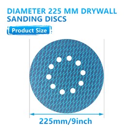 Pack of 15 225 mm Velcro Sandpaper, 10-Hole Sanding Discs with Dust Extraction, Grain 60, High-Quality Aluminium Oxide Abrasive for Random Orbital Sanders - GZKTY