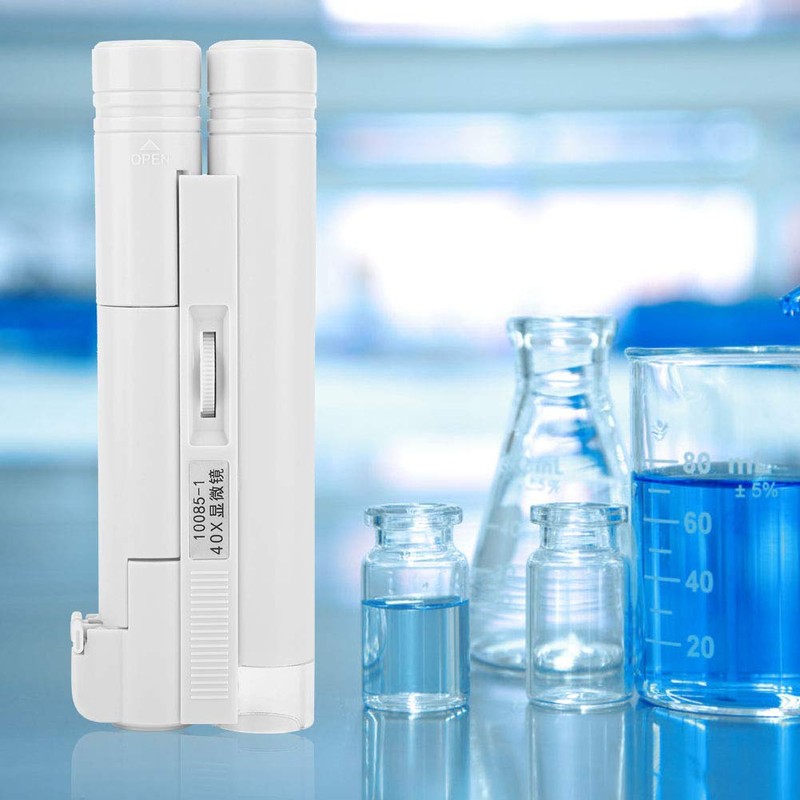 Plastic Magnifier LED Microscope Handheld Pocket Sized Microscope 40X Zoom