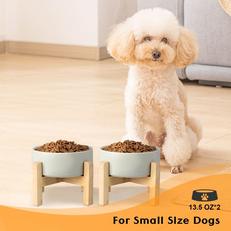 SPUNKYJUNKY Ceramic Elevated Dog Bowls 2 Pack - 5.1inch Raised