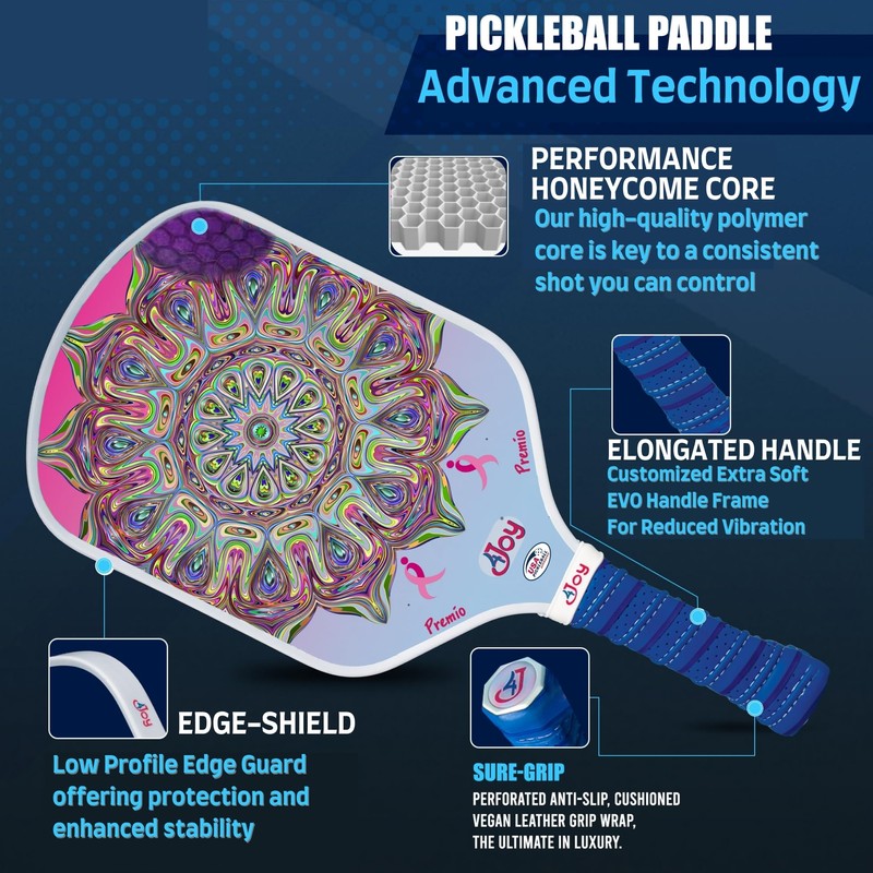 4Joy Pickleball Paddle Premio Series 16MM DinkForPink