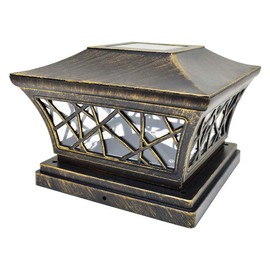 iGlow 4 Pack Vintage Bronze 6 x 6 Solar Post Light SMD LED Deck Cap Square Fence Outdoor Garden Landscape PVC Vinyl Wood