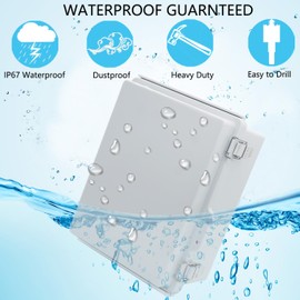 LuSumtly Waterproof Junction Box, ABS Plastic Electrical Box with Stainless Steel Latch, Hinged Cover Electric Project Enclosure Box with Mounting Plate, Wall Brackets & Cable Gland 5.9"x5.9"x3.5"