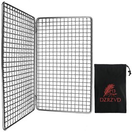DZRZVD-The Bushcraft Foldable Backpacker's Grill Grate-Welded Stainless Steel Mesh (Upgrade Camping Fire Rated)-14.96"X12.6"