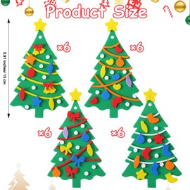 Yuxung 24 Sets Christmas Craft Kits DIY Christmas Tree Necklace Crafts Kit Xmas Foam Crafts for Christmas Holiday Gifts Party Favor Classroom Activities