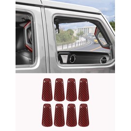 Savadicar Red Carbon Fiber Interior Accessories - A & B Pillar Grab Bar Handles Trim Set for 2018-2023 Jeep Wrangler JL JLU 4XE & Gladiator JT - Premium Texture Interior Decor Upgrade Option, 8-Piece