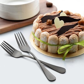 Black Dinner Forks Set of 12, LIANYU Stainless Steel Silverware Flatware Forks 8 Inches, Cutlery Table Forks, Mirror Finish, Dishwasher Safe