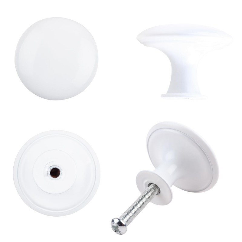 YOIPE 15 Pack White Round Varnish Lvory Kitchen Cabinet Knobs