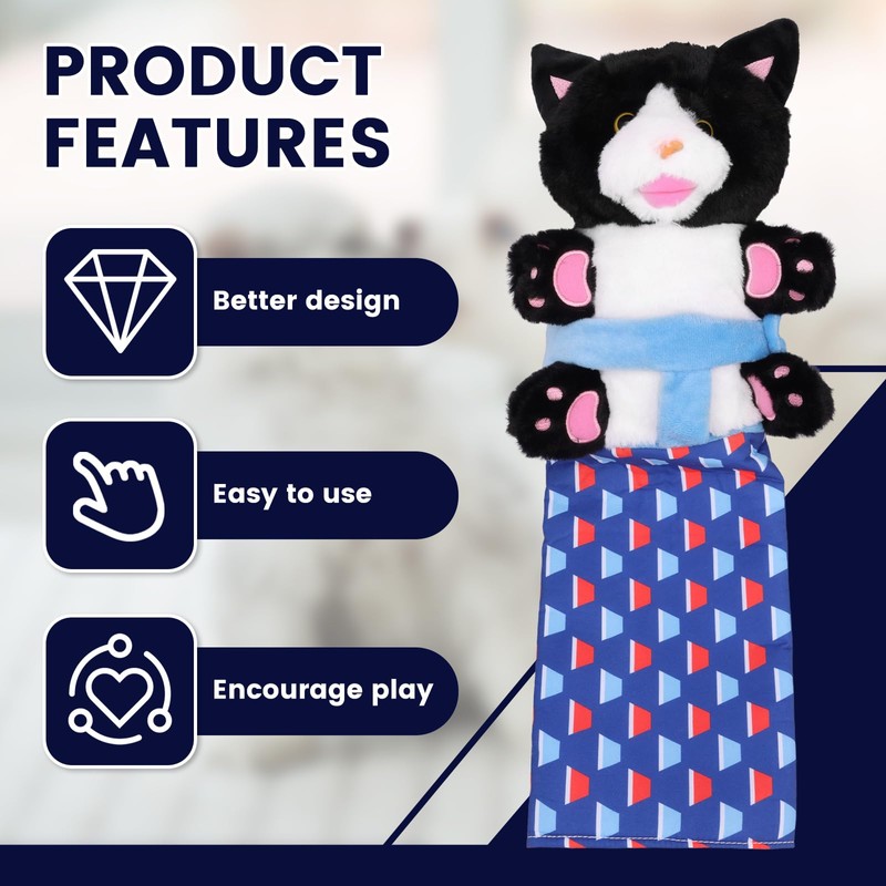 Pack of 2 Cat Hand Puppets, Interactive Cat Toy Hand