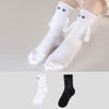 Popular YouTuber Couple's Unique Mid-Calf Hand-Holding Socks - Humorous Black & White, Free Size Size/White 3ea