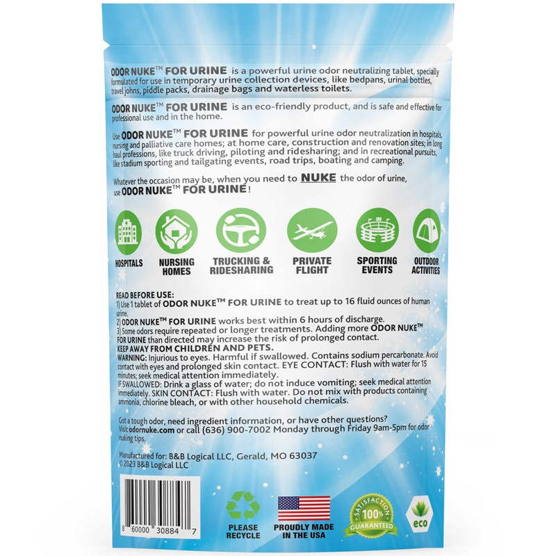 Human Urine Odor Neutralizer Tablets by ODOR NUKE - Kill