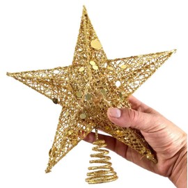DUOLEIMI Tree Top Star Christmas Top Star 9.8 inches (25 cm) Christmas Tree Star Christmas Ornament Decoration Star Gold
