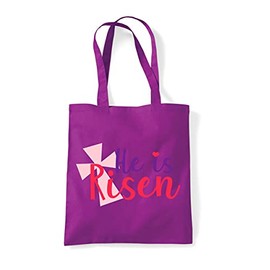 Miammo He is risen Easter statement [EASTBC] tote shopping bag - Magenta
